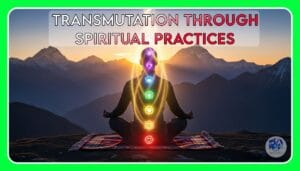 Meditating yogic figure with rising prana energy during sunrise.