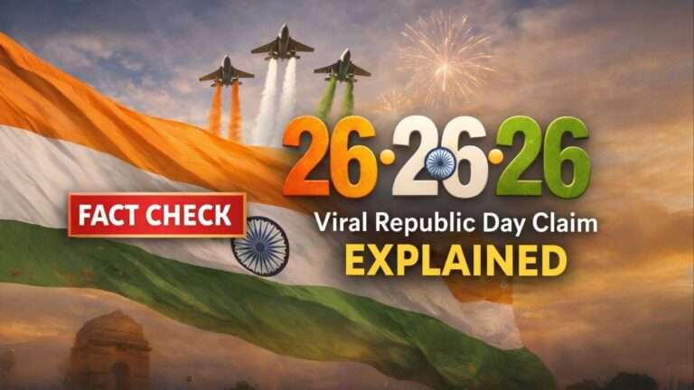 Fact check of viral 26•26•26 Republic Day claim showing Indian flag, fighter jets with tricolour smoke, and Republic Day explained visually
