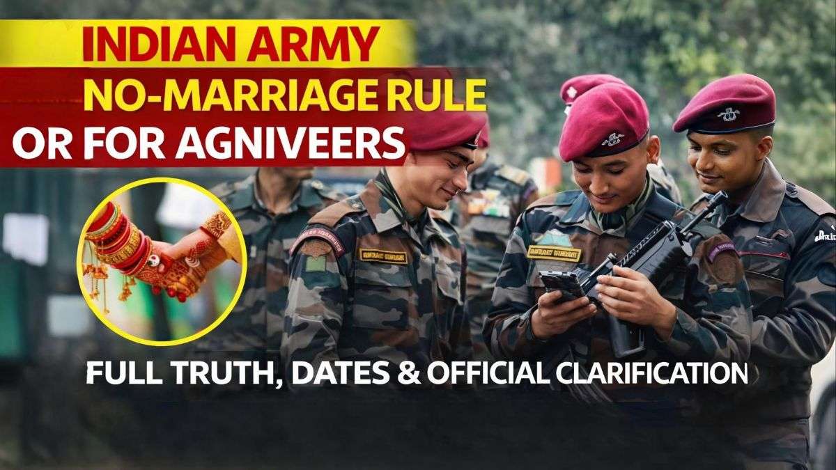 “Indian Army Agniveers in uniform during duty, representing the no-marriage rule under the Agnipath scheme during the four-year service period.”