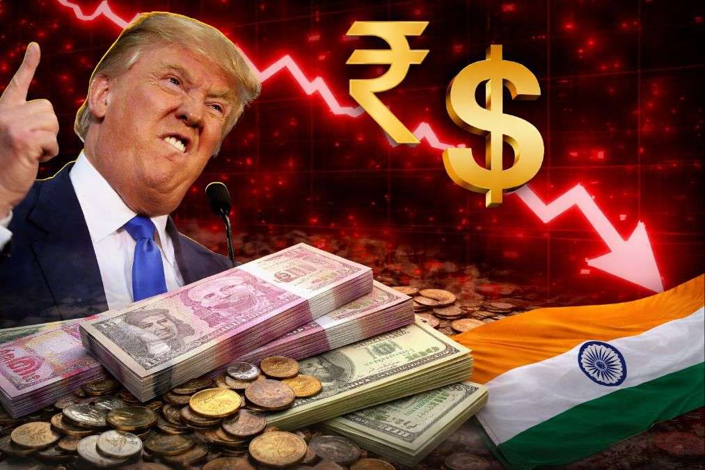 Indian rupee hits record low against US dollar as USD crosses ₹91 amid global economic pressure, forex market illustration