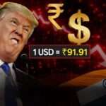 Indian rupee falls to record low against US dollar as USD crosses ₹91, forex market crash illustration