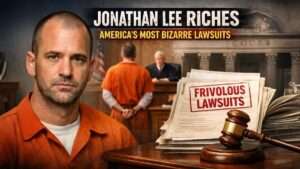 Close-up of a federal court filing stamped as a ridiculous lawsuit, symbolizing Jonathan Lee Riches’ history of frivolous legal cases.