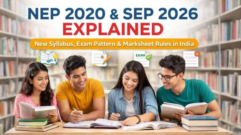 NEP 2020 and SEP 2026 explained with Indian students studying new syllabus and exam system