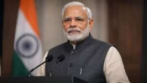 Narendra Modi addressing a national policy vision event as Prime Minister of India