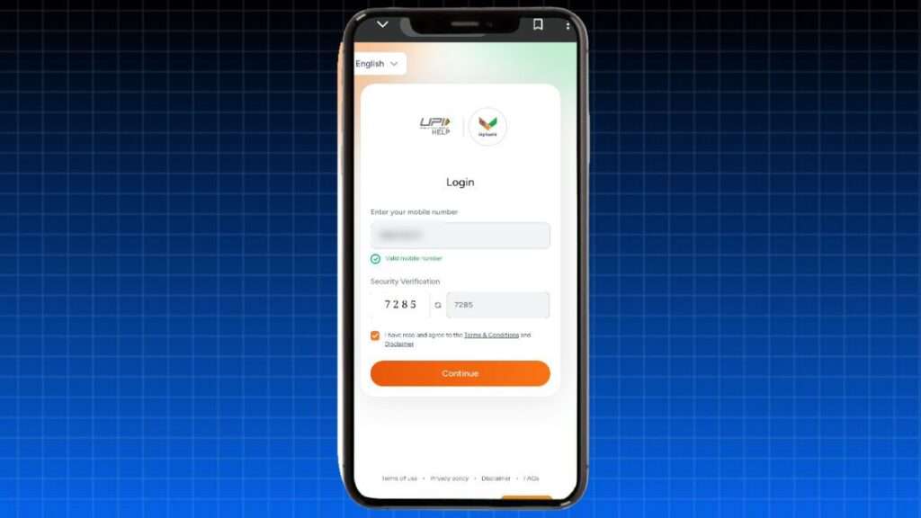 security verification step on NPCI UPIHelp portal for managing UPI AutoPay
