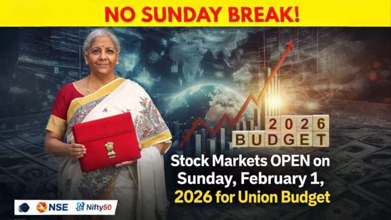 Stock markets open on Sunday February 1, 2026 due to Union Budget presentation