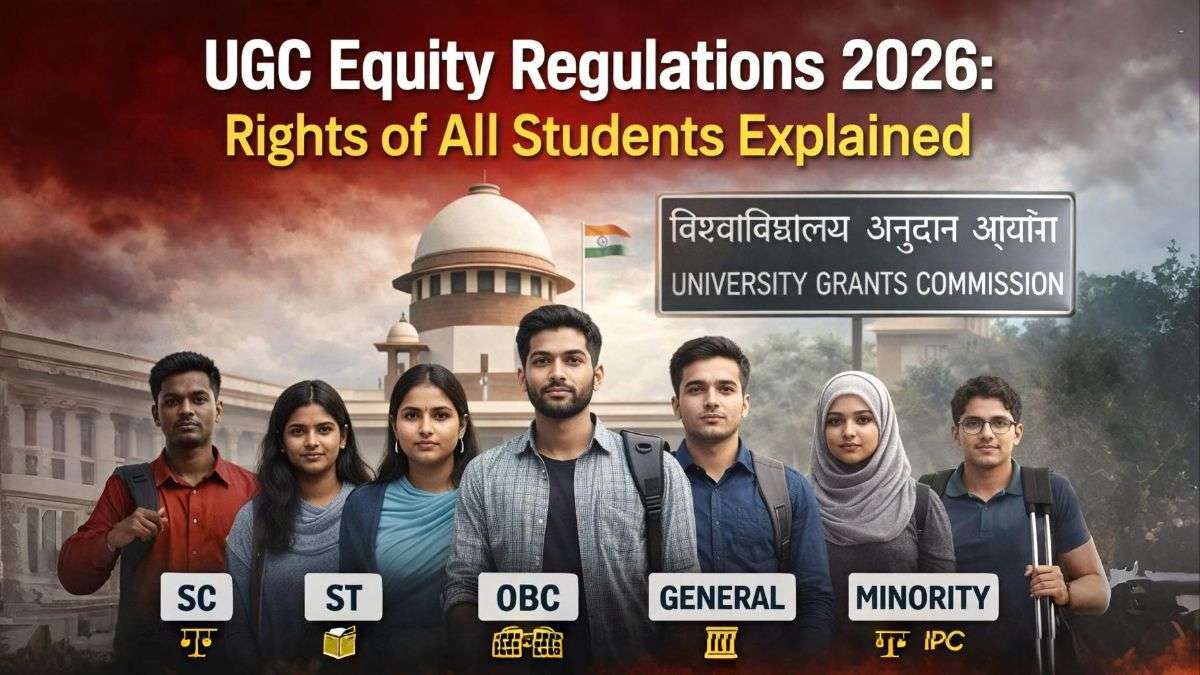 UGC Equity Regulations 2026 explaining equal rights for SC, ST, OBC, General and Minority students under Indian education law