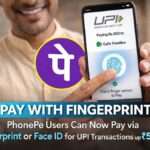 PhonePe app showing biometric UPI payment using fingerprint authentication for transactions up to ₹5,000 in India