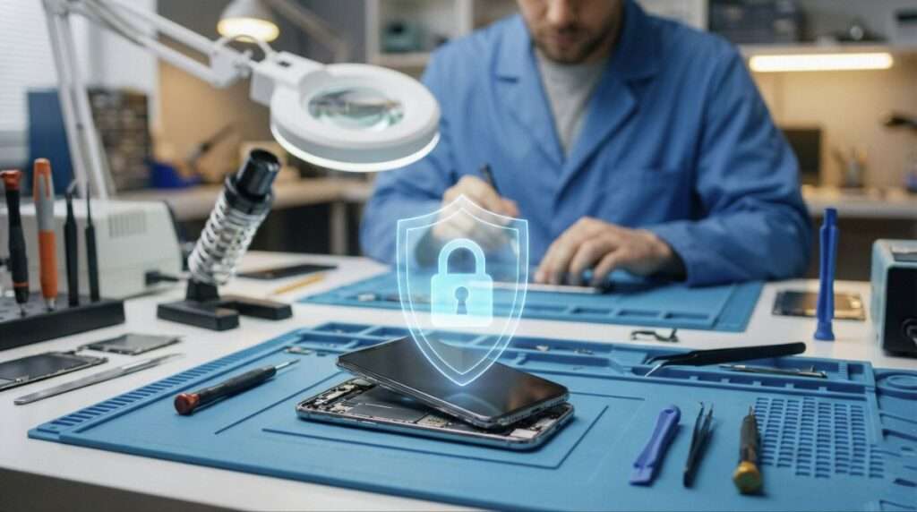 Mobile service centre repair with privacy protection for personal photos and videos