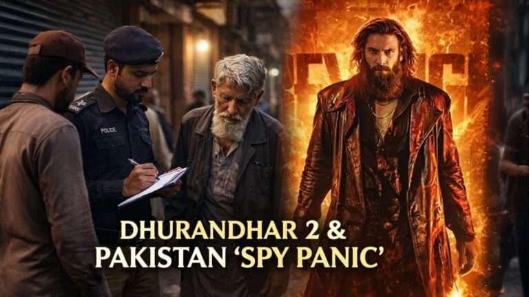 Dhurandhar 2 Pakistan spy panic claim fact check showing Karachi police checking and movie poster composite image