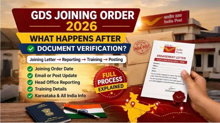 GDS joining order 2026 process after document verification India Post engagement letter reporting training details