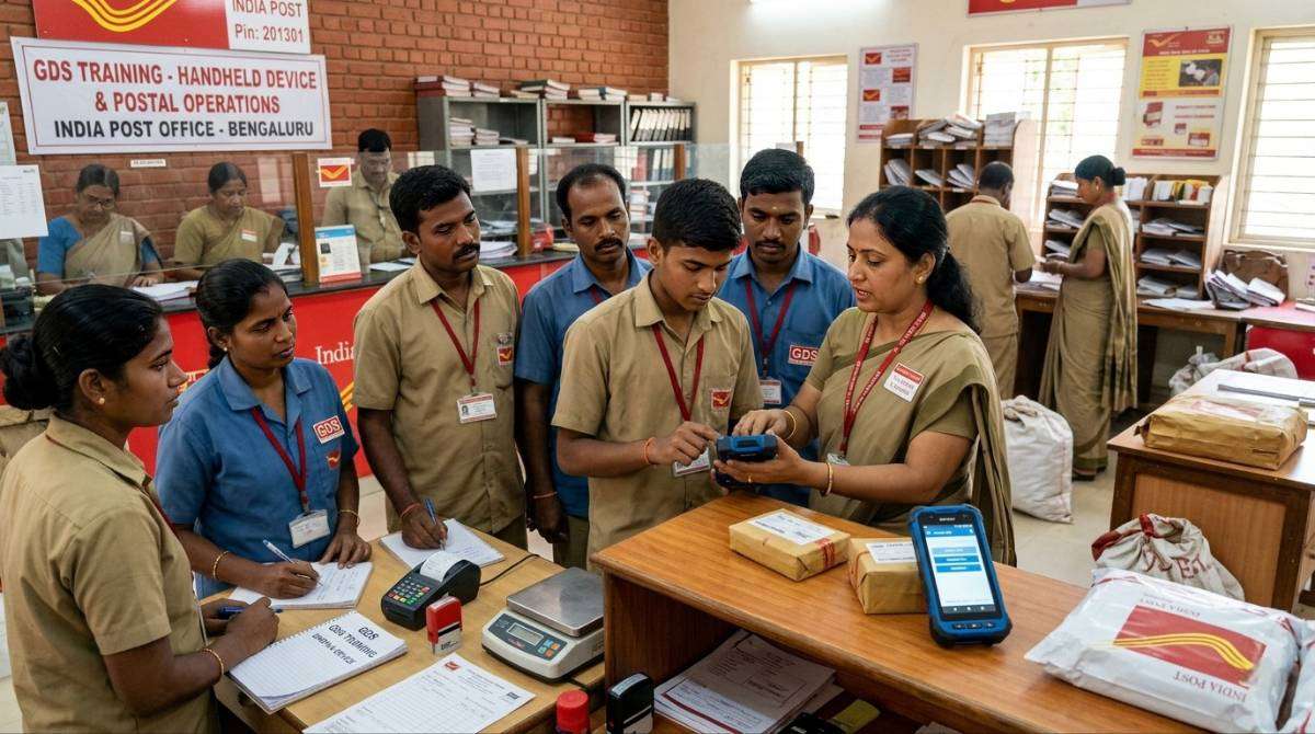 GDS training India Post handheld device learning and postal work training session