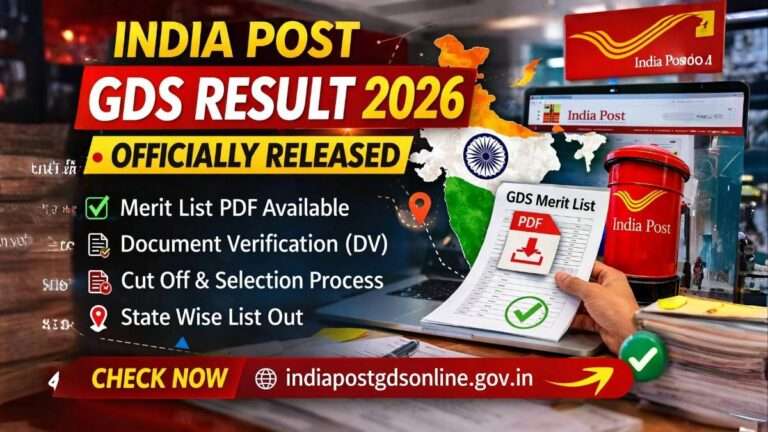 India Post GDS Result 2026 officially released showing merit list PDF and document verification update for multiple states in India