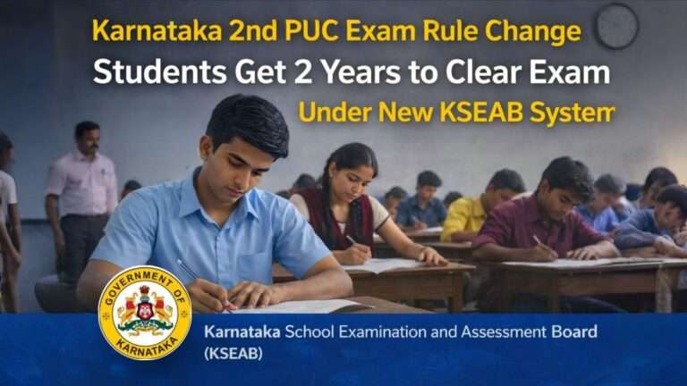 Students writing Karnataka 2nd PUC board exam in classroom as KSEAB introduces new rule allowing two years to clear the exam