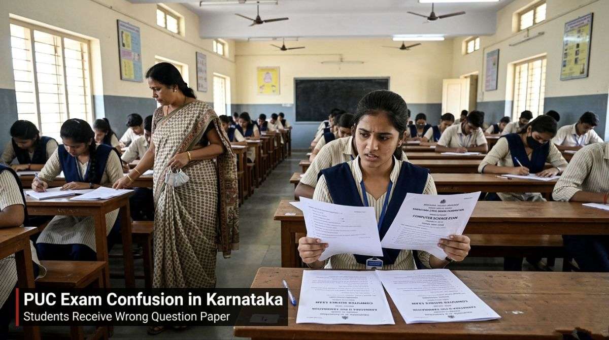 Karnataka II PUC exam students confused after receiving wrong Computer Science question paper in Belur exam centre