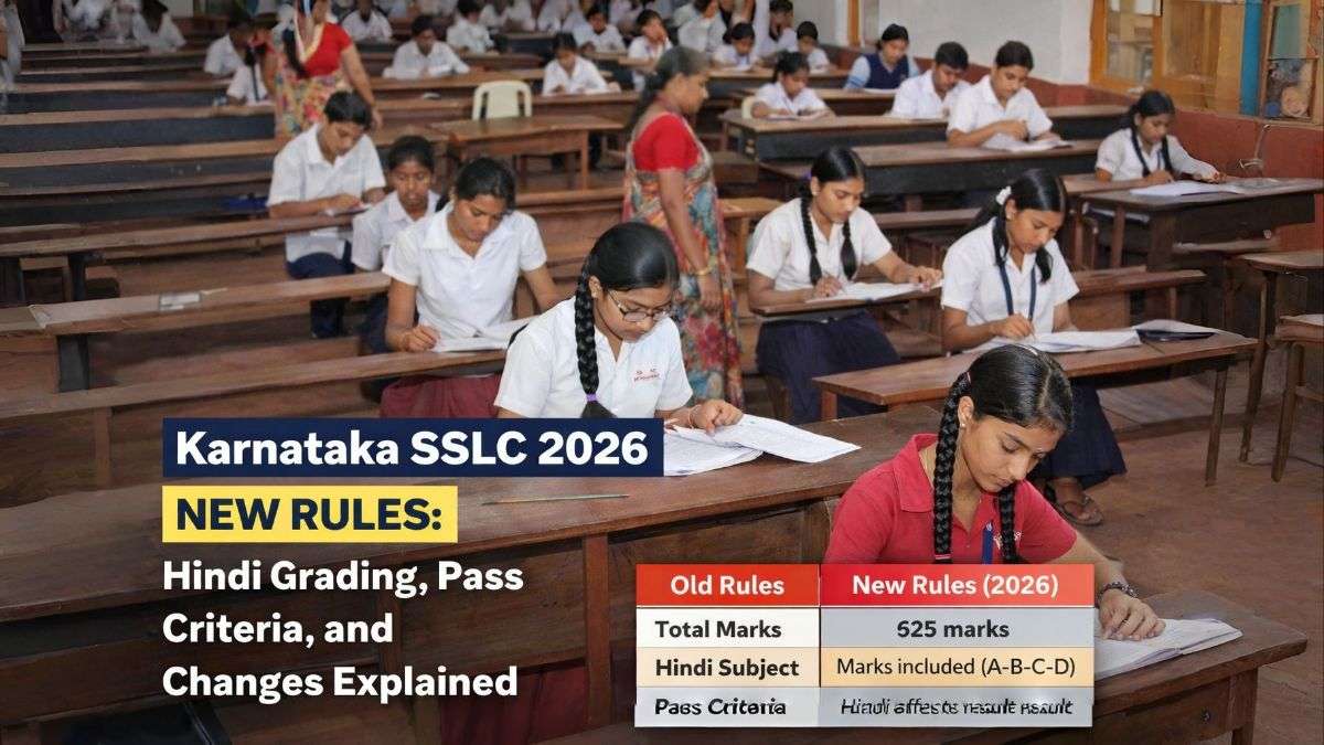 Karnataka SSLC 2026 new rules classroom exam Hindi grading system pass criteria changes explained students writing exam