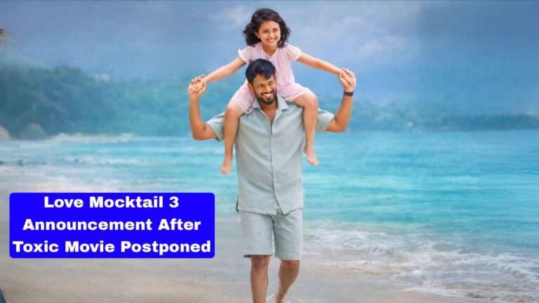 Darling Krishna with a child in Love Mocktail 3 announcement poster after Toxic movie postponed by KVN Productions