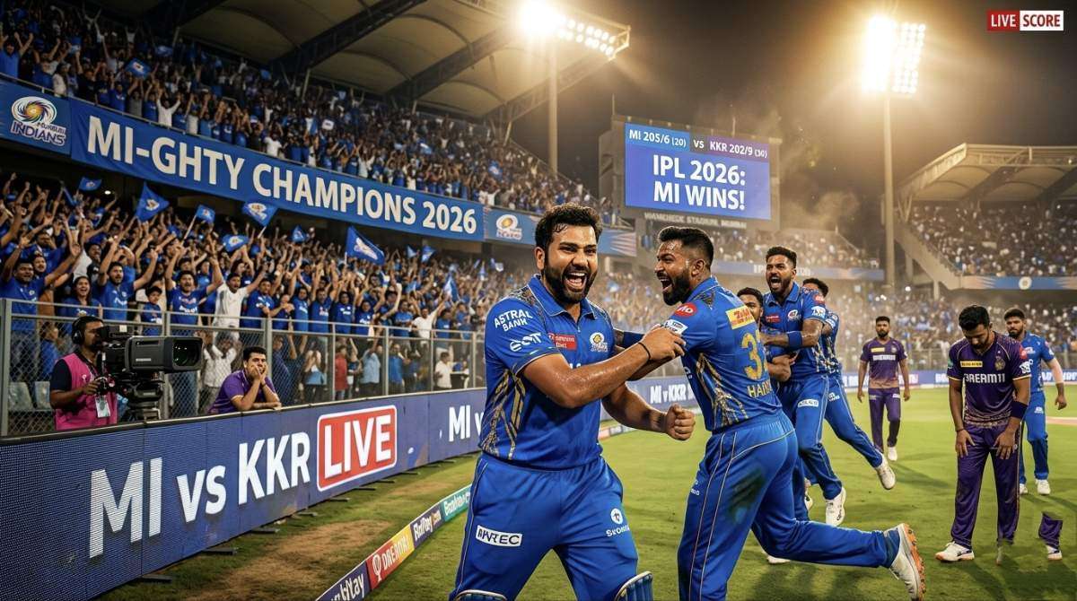 Mumbai Indians vs Kolkata Knight Riders IPL 2026 match result MI victory celebration