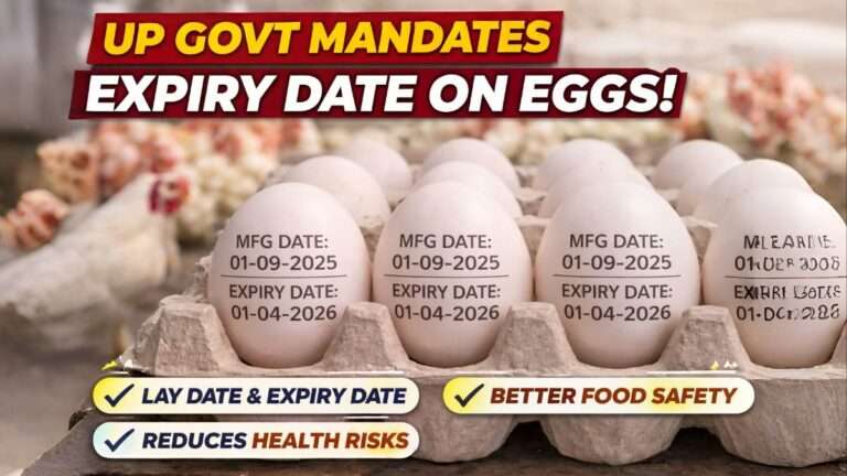 UP Government mandates expiry date on eggs showing manufacturing date and expiry date printed on egg shells for food safety