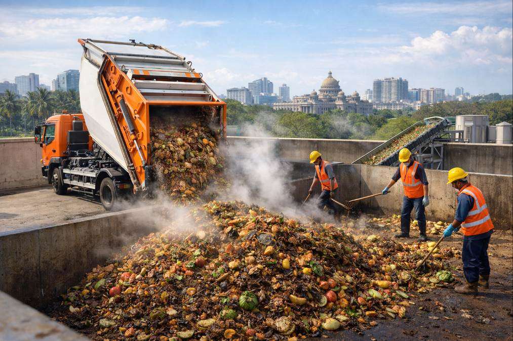 Food waste collection and processing for biogas production in Bengaluru waste management system