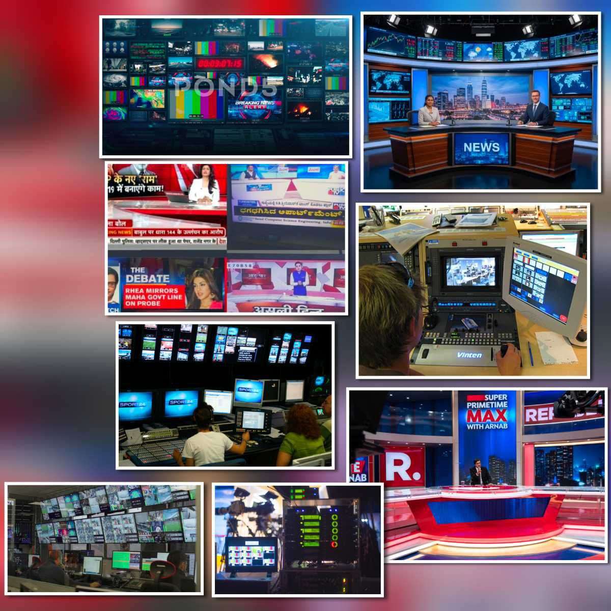 
Indian television news studios, broadcast control rooms and newsroom operations related to TRP ratings system
