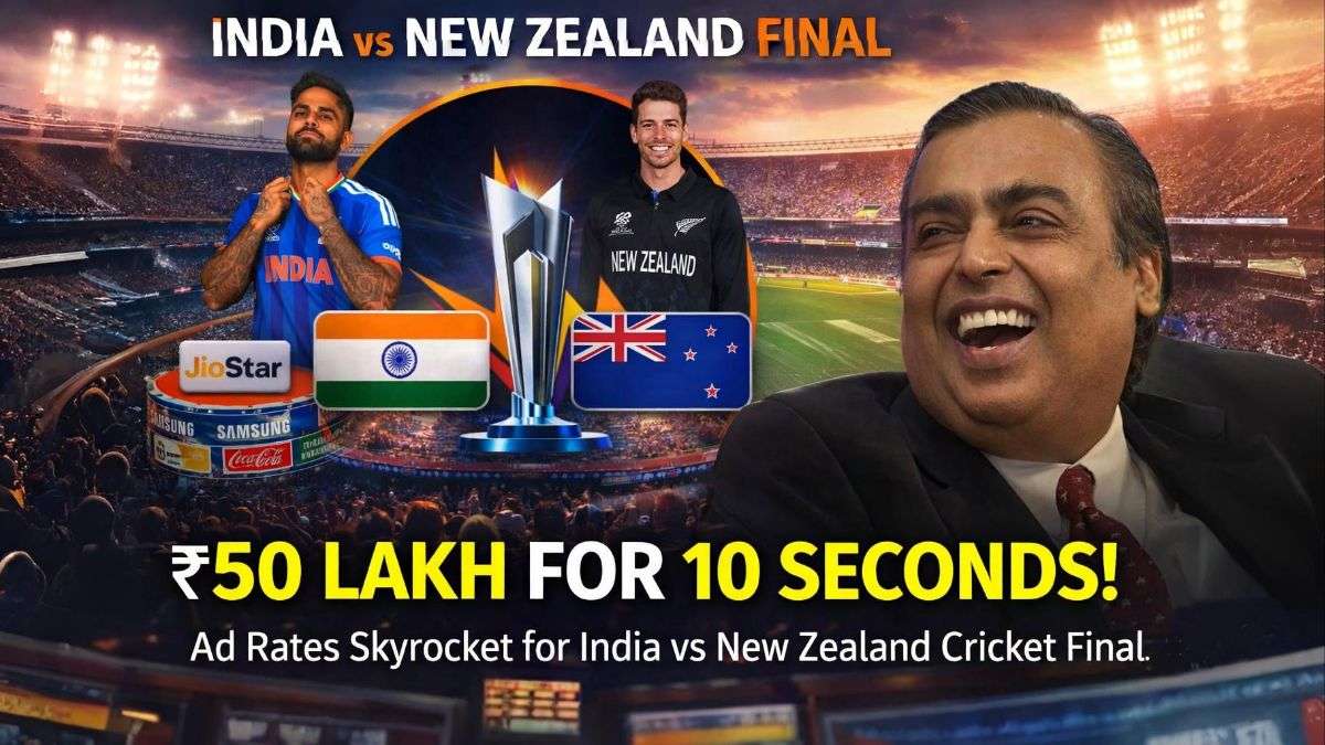 India vs New Zealand cricket final advertisement cost ₹50 lakh for 10 second ad slot sports broadcasting India