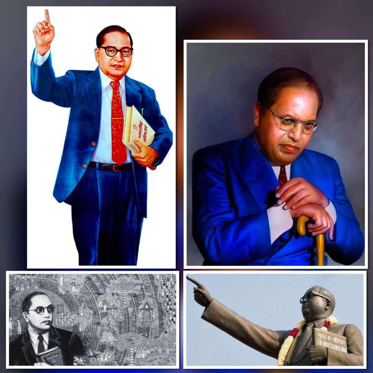 Dr BR Ambedkar wearing blue suit portrait
