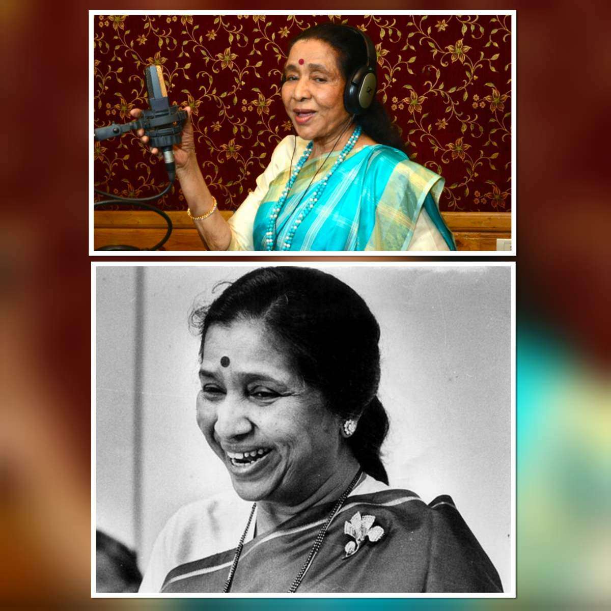 Asha Bhosle portrait legendary Indian singer close up image