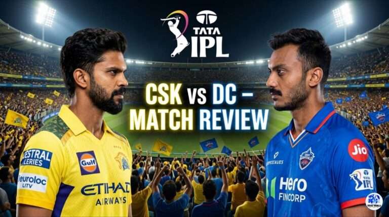 CSK vs DC IPL 2026 Match 18 review featuring Chennai Super Kings and Delhi Capitals players with match highlights and score update