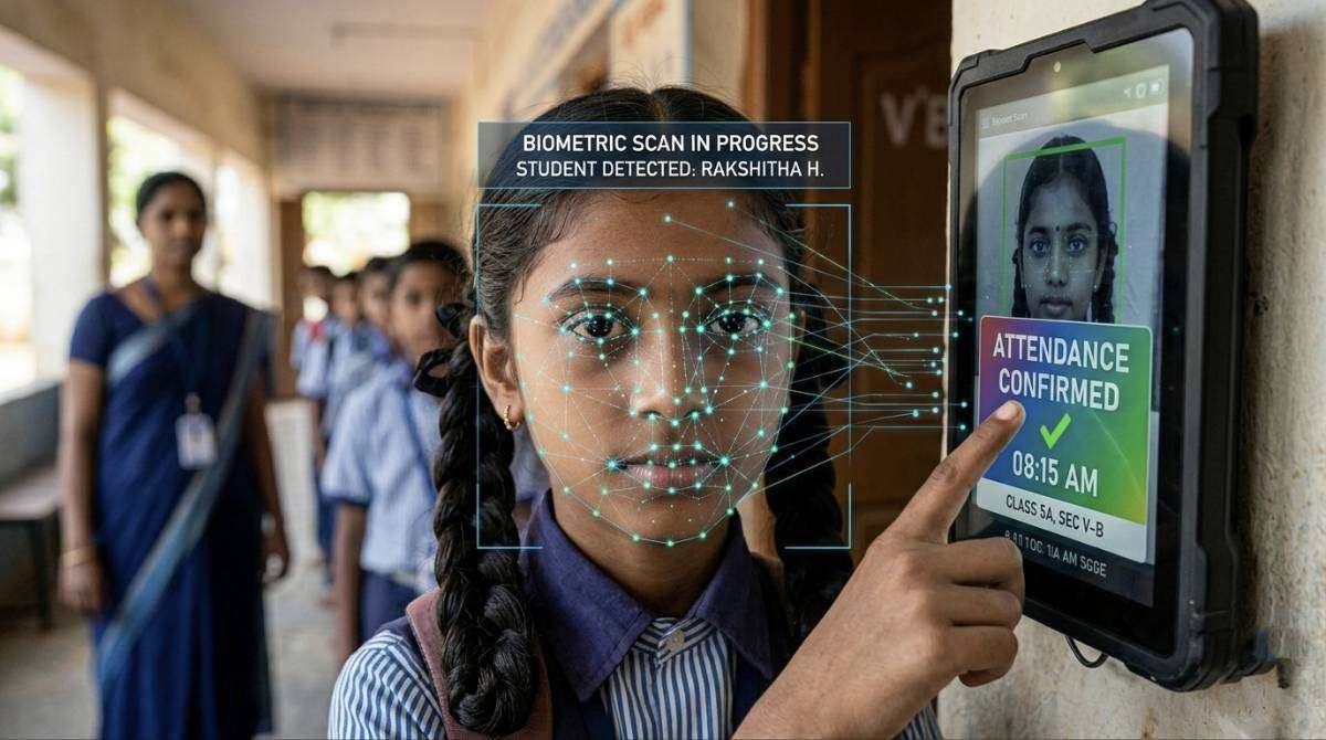 Biometric facial scanning system in Indian schools