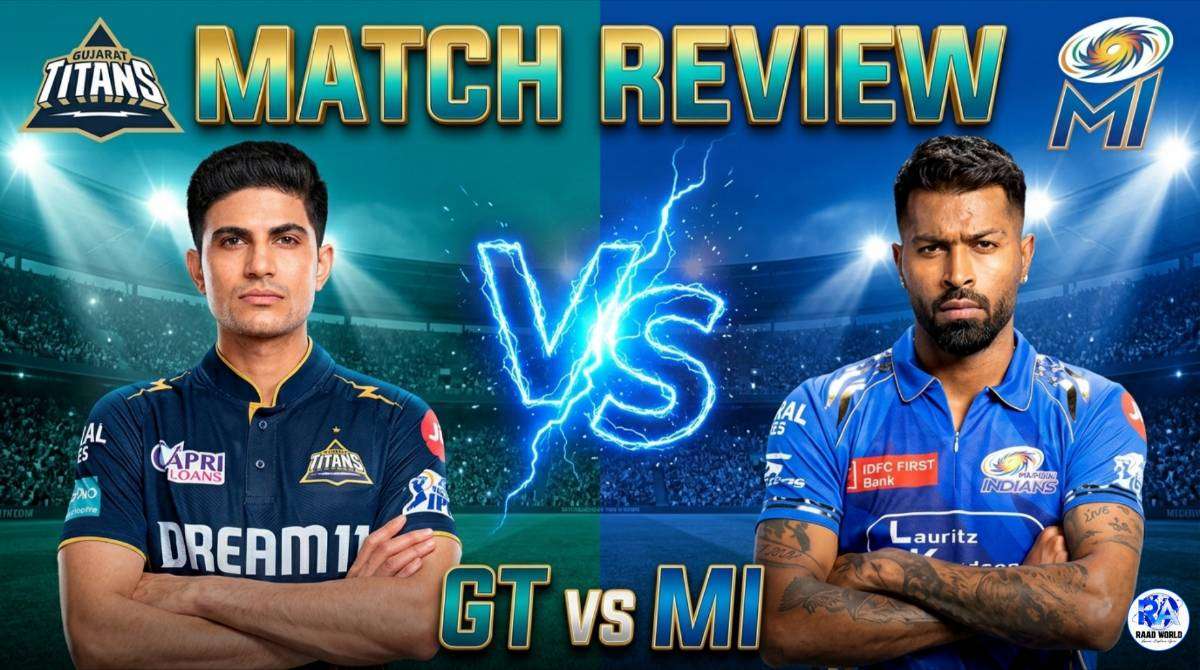 Gujarat Titans vs Mumbai Indians match review IPL 2026 players face off thumbnail with dramatic background and VS design