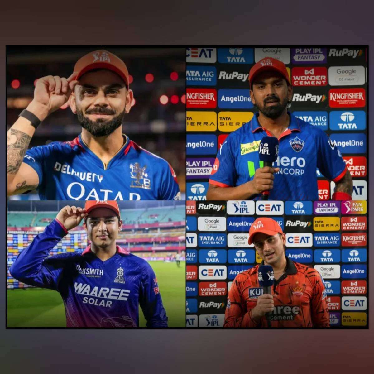 IPL 2026 Orange Cap holders Virat Kohli KL Rahul Vaibhav Suryavanshi Abhishek Sharma collage