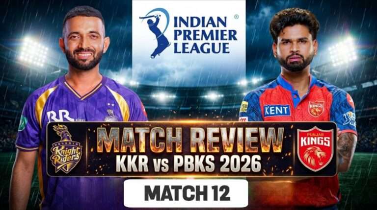 KKR vs PBKS match 12 review thumbnail showing IPL teams and dramatic design