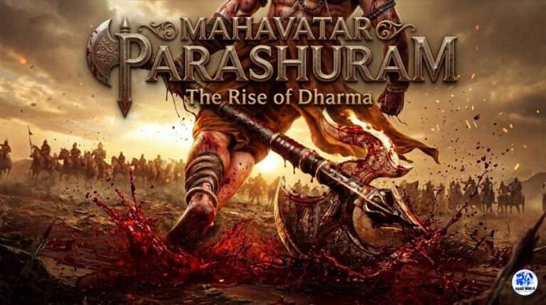 Mahavatar Parashuram featured image showing Lord Parashuram with divine axe on battlefield, cinematic mythological scene for 2027 Hombale Films movie