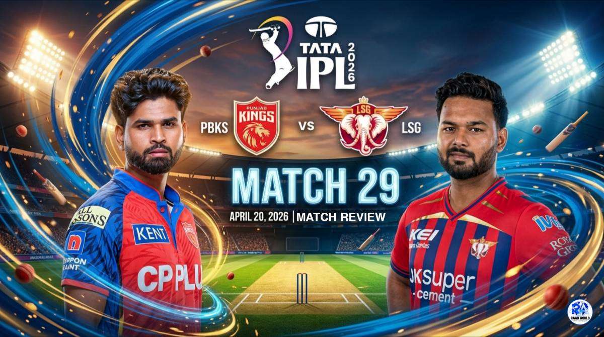 PBKS vs LSG Match 29 IPL 2026 match review poster with players and team logos