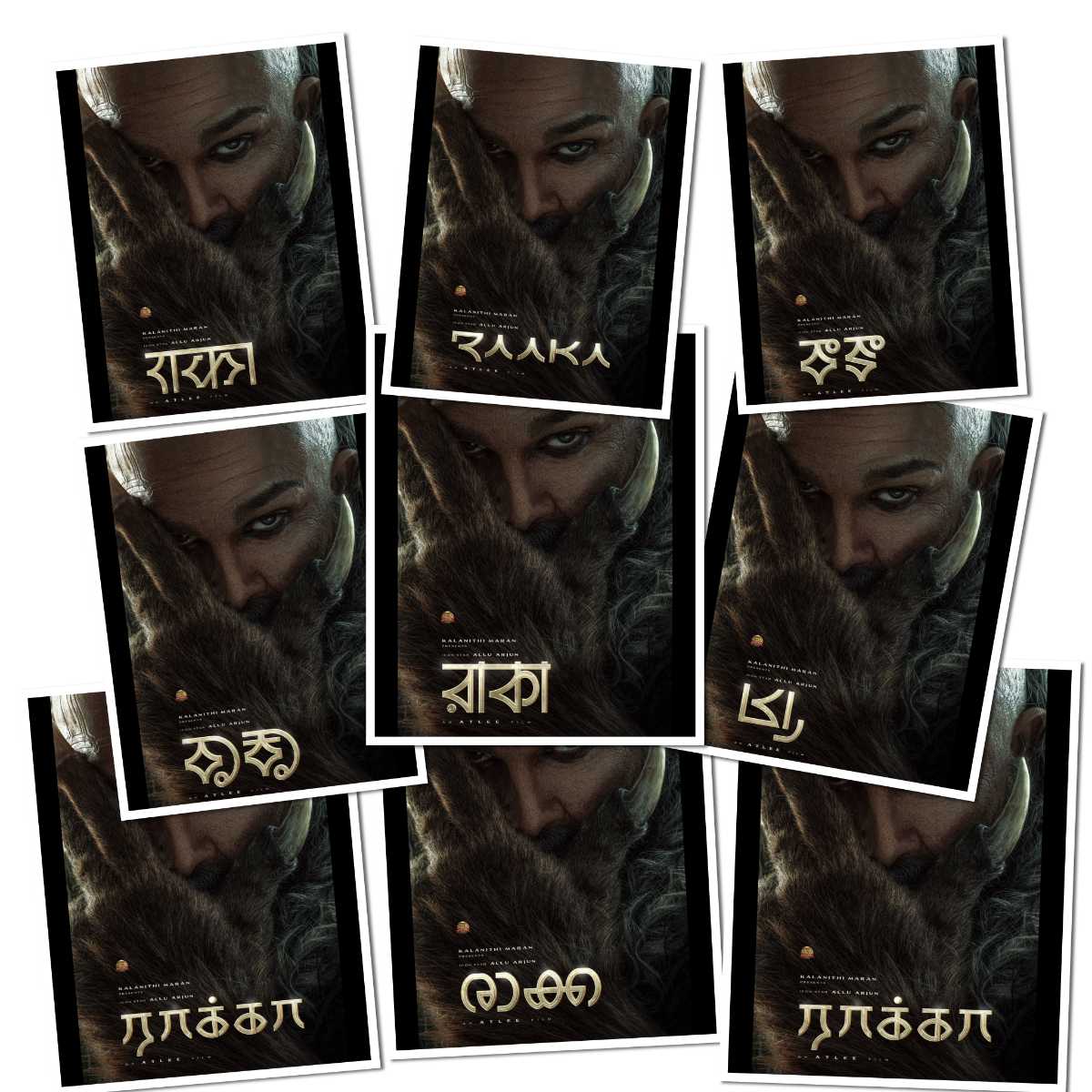 Allu Arjun RAAKA movie title reveal posters in multiple languages beast look birthday special