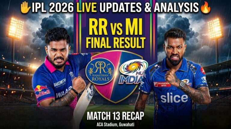 RR vs MI IPL 2026 Match 13 Live Update and Final Result