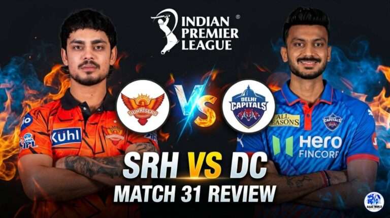 SRH vs DC IPL 2026 Match 31 fantasy XI tips thumbnail showing Sunrisers Hyderabad and Delhi Capitals players with team logos