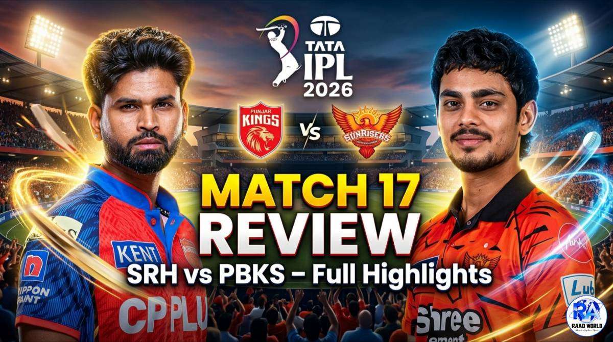 SRH vs PBKS IPL 2026 match 17 review thumbnail with players and score highlight
