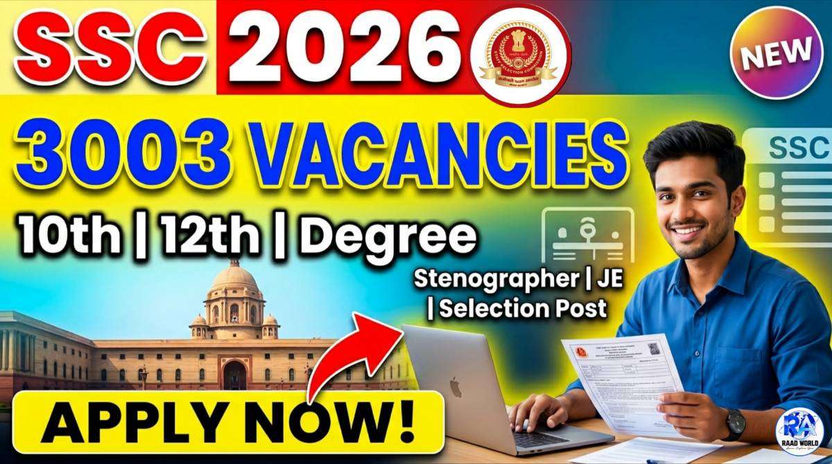 SSC Recruitment 2026 apply online 3003 posts notification government jobs India