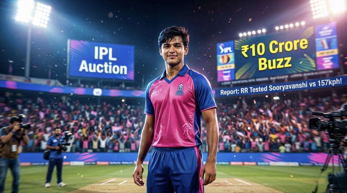 Vaibhav Sooryavanshi Rajasthan Royals IPL auction 10 crore plan illustration stadium background
