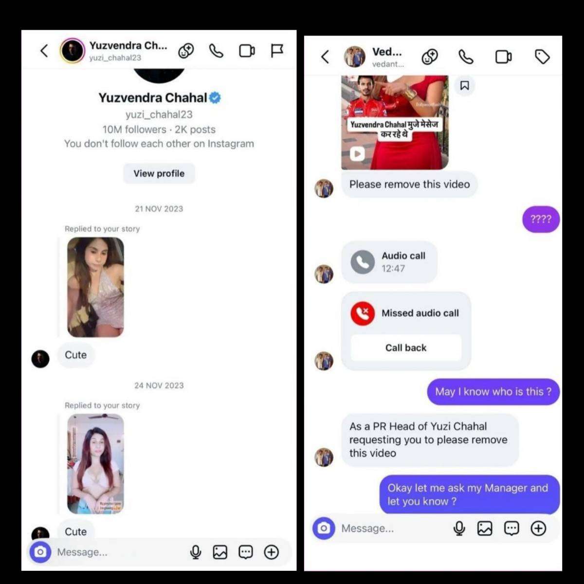 Alleged Instagram DM screenshots linked to Yuzvendra Chahal and Taniya Chatterjee viral controversy