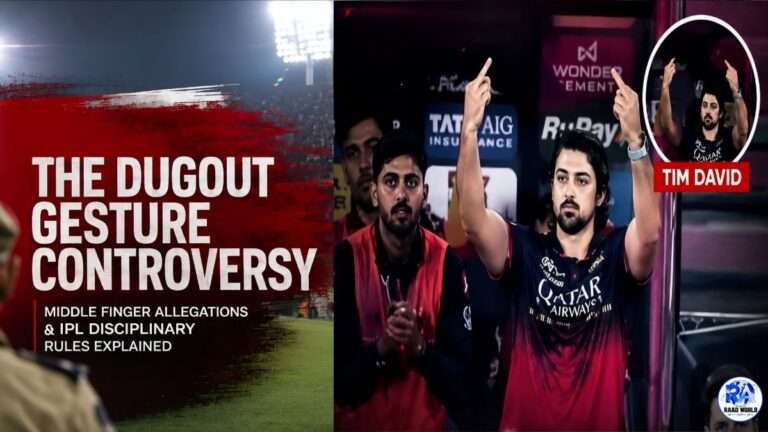 Tim David Dugout Gesture Controversy During IPL 2026 Match 54 RCB vs MI