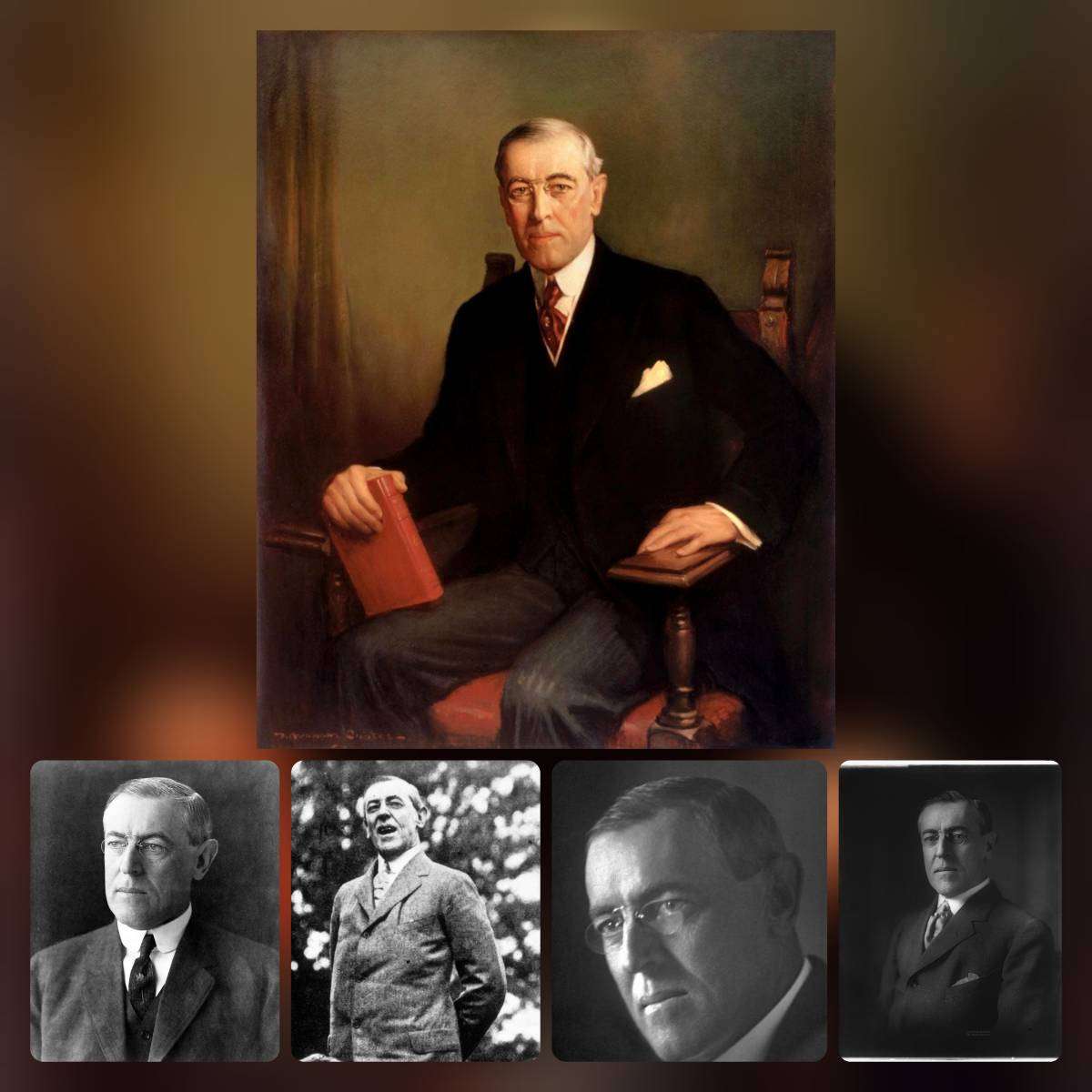 Woodrow Wilson official historical portrait black and white photo