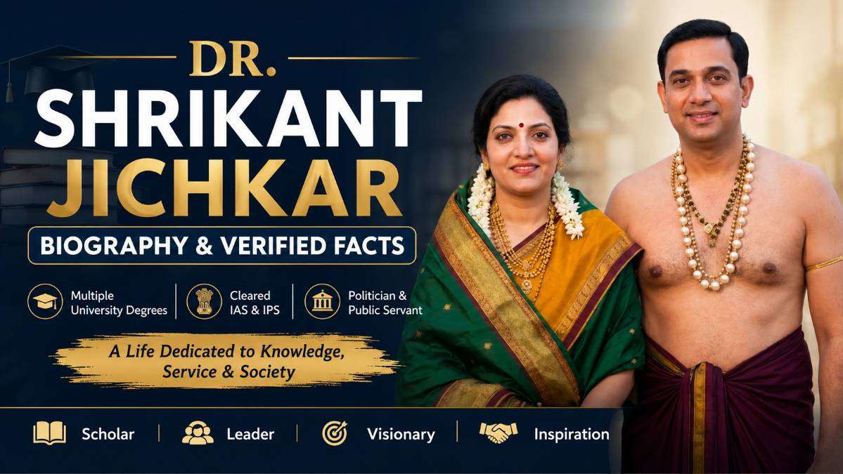 Dr. Shrikant Jichkar biography featured image highlighting his verified educational achievements, IAS and IPS success, political career, and public service in India.