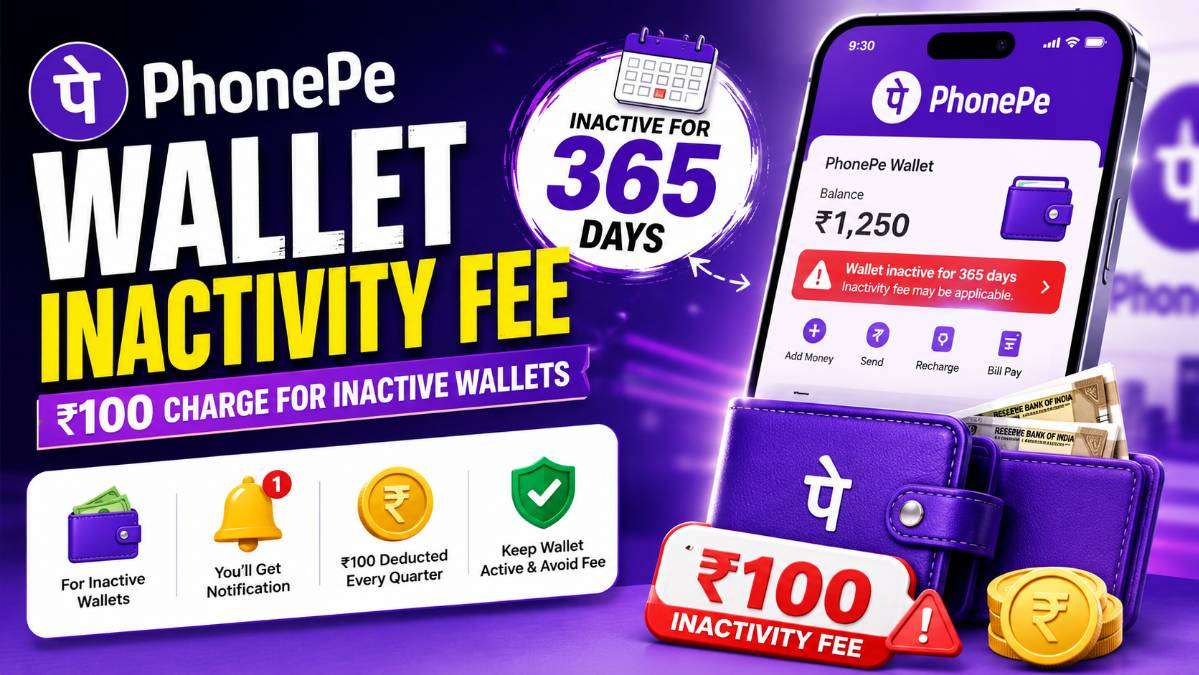 PhonePe Wallet Inactivity Fee 2026 showing ₹100 maintenance charge for wallets inactive for 365 days