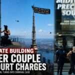 Empire State Building climbing and proposal stunt alongside police and court-related scenes as the climber couple face criminal charges.