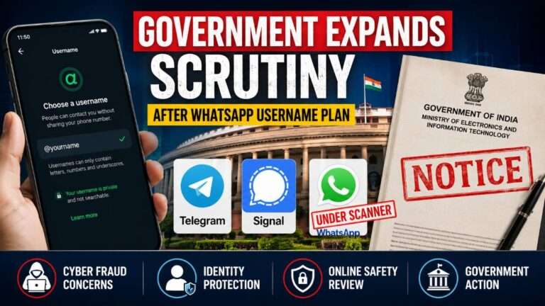 Government of India reviewing Telegram and Signal username features after WhatsApp username rollout concerns, highlighting messaging app privacy, cybersecurity, and online safety.