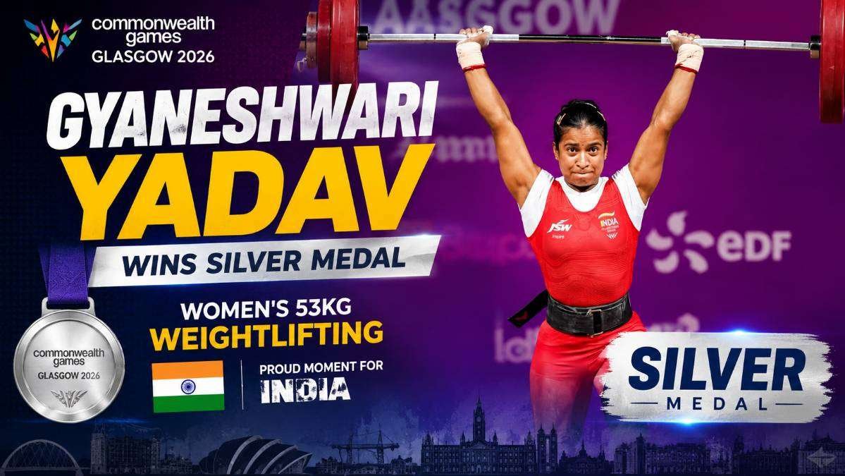 India's Gyaneshwari Yadav wins silver medal in women's 53kg weightlifting at the Commonwealth Games 2026 in Glasgow