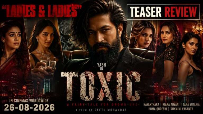 Ladies & Ladies Toxic teaser review featuring Yash in a stylish neo-noir look with the ensemble cast from the upcoming 2026 film Toxic.